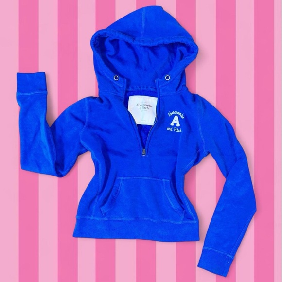 Abercrombie & Fitch Tops - Vintage Abercrombie & Fitch Royal Blue Half Zip Hoodie